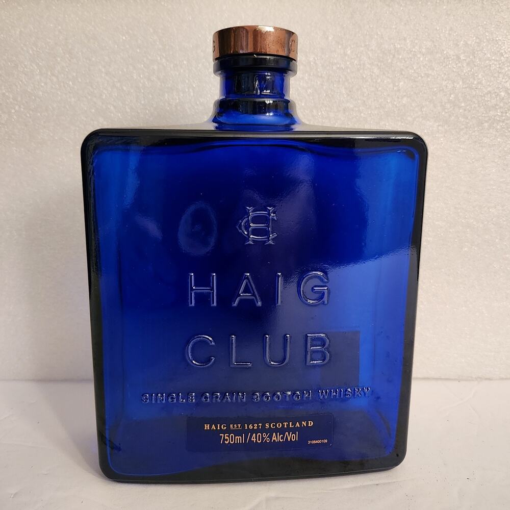 Empty Collectible Haig Club Cobalt Blue Whisky Bottle Made In Scotland 7x5x1